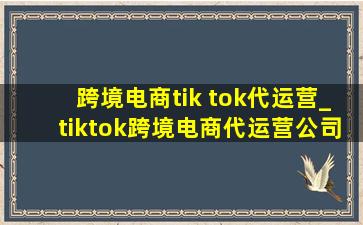 跨境电商tik tok代运营_tiktok跨境电商代运营公司有哪些